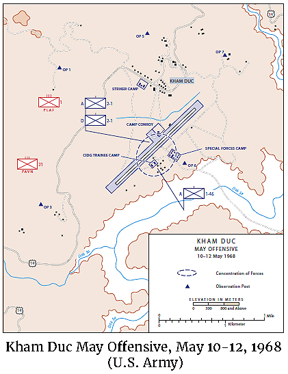 Map of the Kham Duc May Offensive from May 10-12, 1968 (U.S. Army)